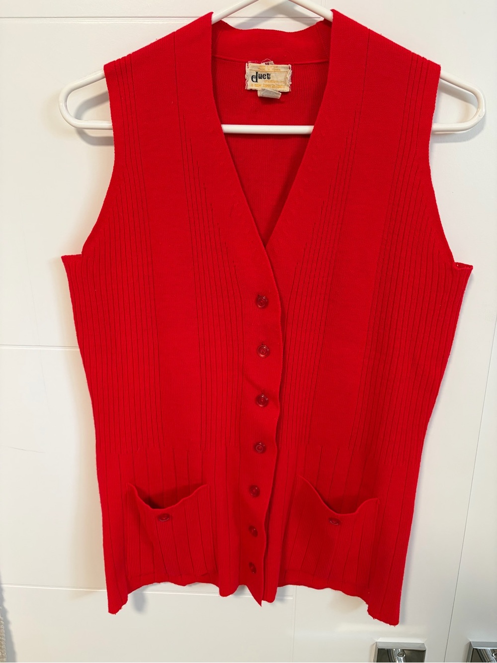 VINTAGE Duet Red Ribbed Button-Up Vest